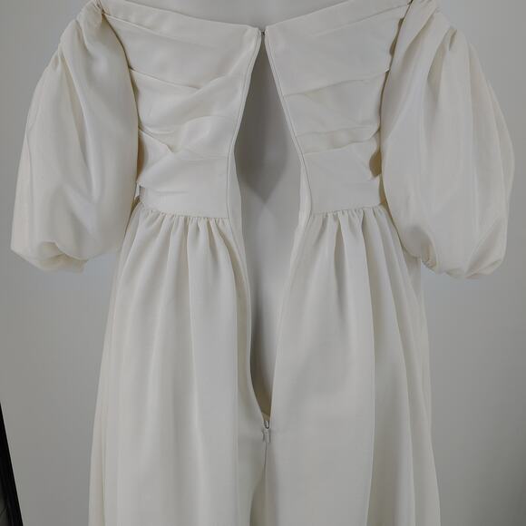 Jenny Yoo Marcelle Detachable Puff Sleeves Midi Ivory Dress Size 6 - Picture 13 of 16